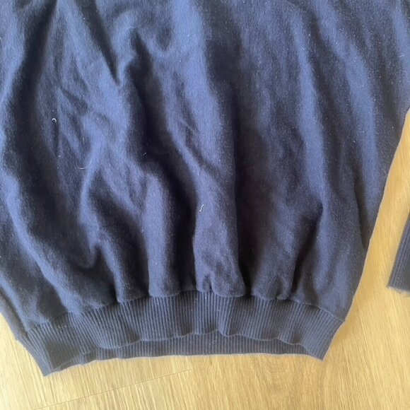 ** ANGEL OF THE NORTH ANTHROPOLOGIE Navy POM POM CASHMERE BLEND SWEATER XS - Picture 3 of 8